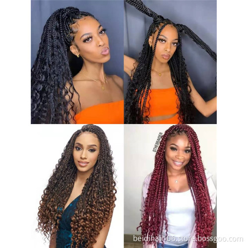 Box Braids River Crochet Hair with Loose Curly Ends Goddess Box Braids with Mermaid Waves 18inch 22inch 24inch